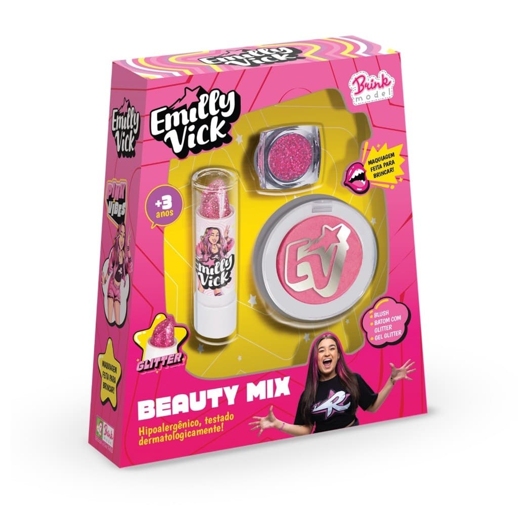 Kit Maquiagem Infantil Beauty Mix Emilly Vick Dos Rosa - Brink Model