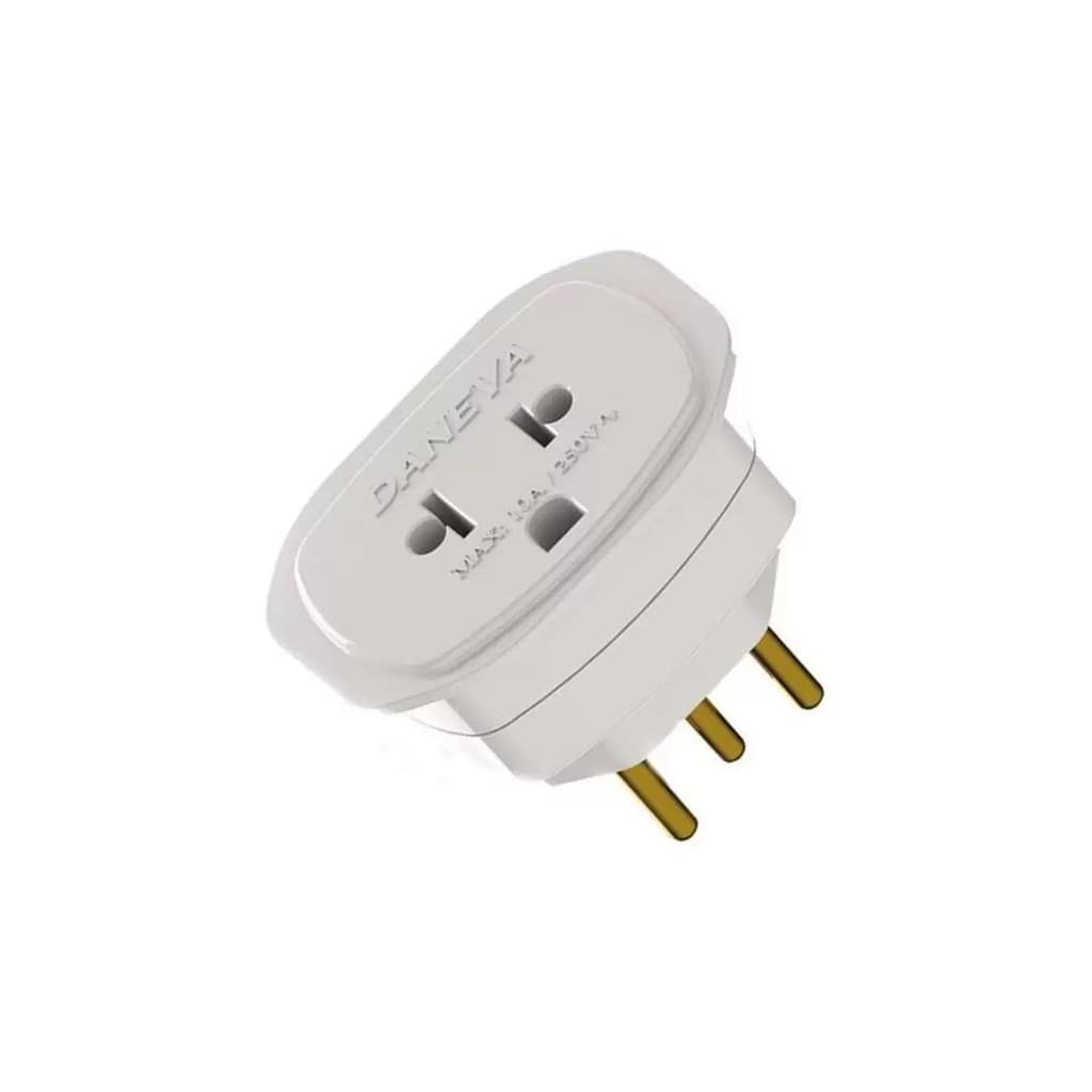 Adaptador De Tomada Universal 2P+T 10A 1661 Branco - Daneva