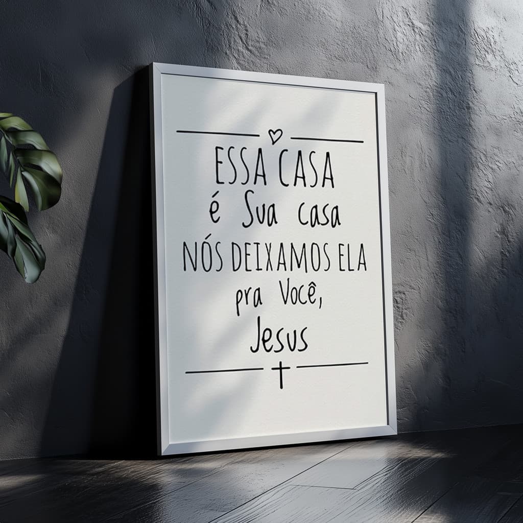 Quadro Decorativo Frase Essa Casa É Sua Casa Jesus Cristão Fé Religioso Motivacional Parede Sala