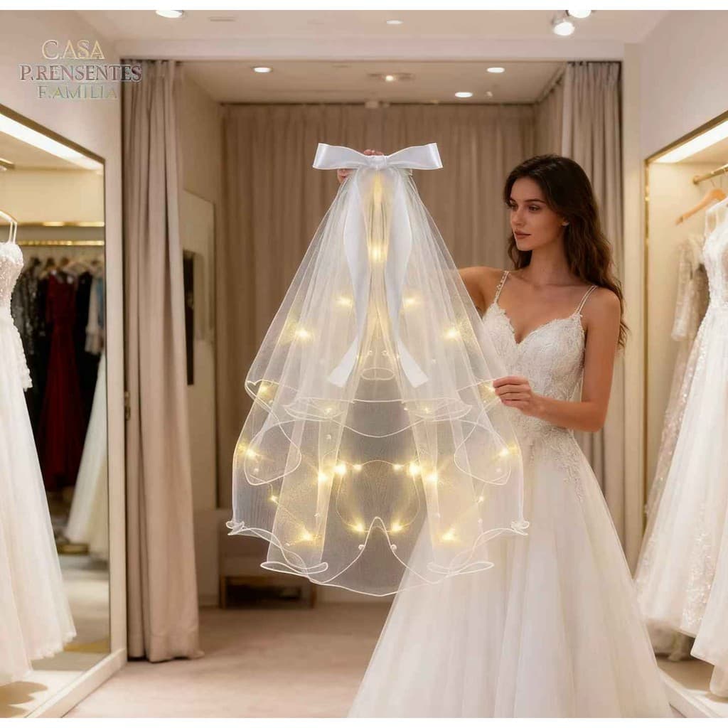 Véu de Noiva com LED - Para Despedida de Solteira, Chá de Lingerie e Halloween
