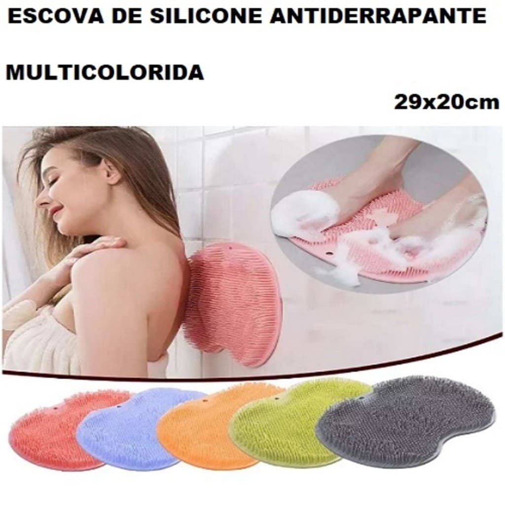 Escova Tapete Esfoliante Antiderrapante 200 Ou 123G Para Banheiro Massageadora Limpeza Costas E Pés