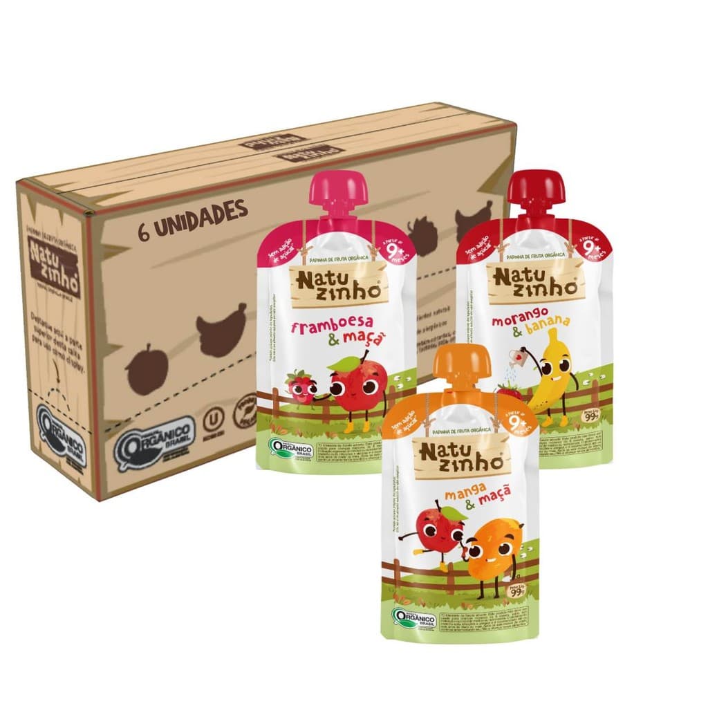 Kit Papinha Organica Natuzinho 3 sabores 9 meses 6 unids