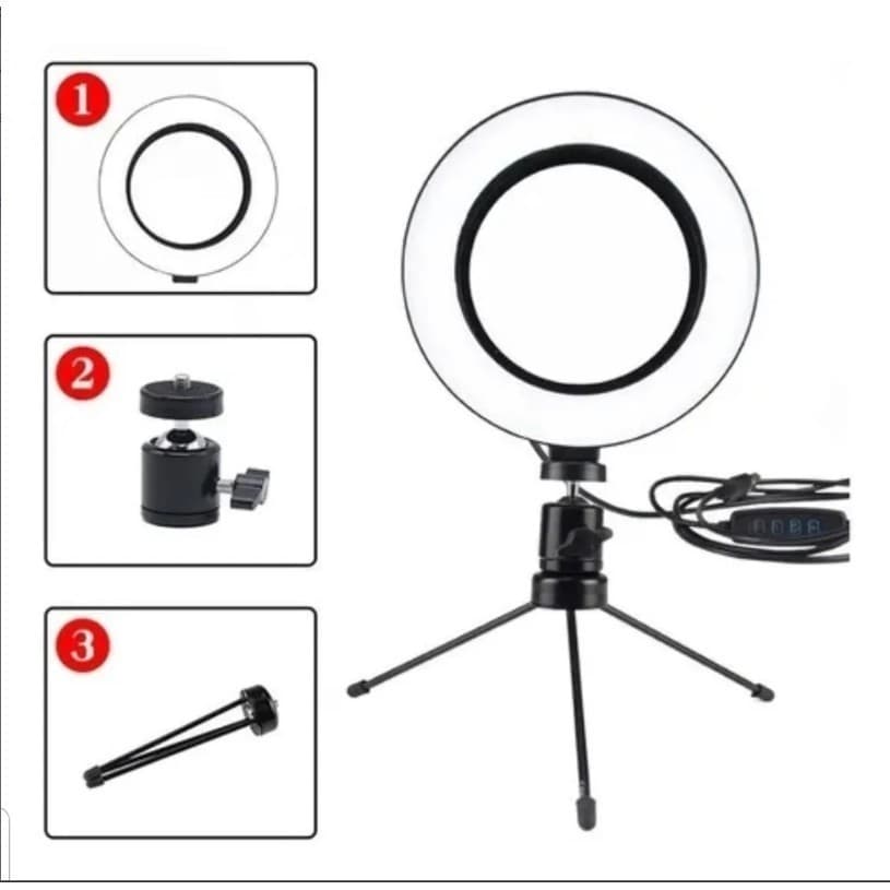 Ring Light de Mesa Blogueira Portátil Luminária De Led 6 Polegadas + Tripé De 16 Cm Right