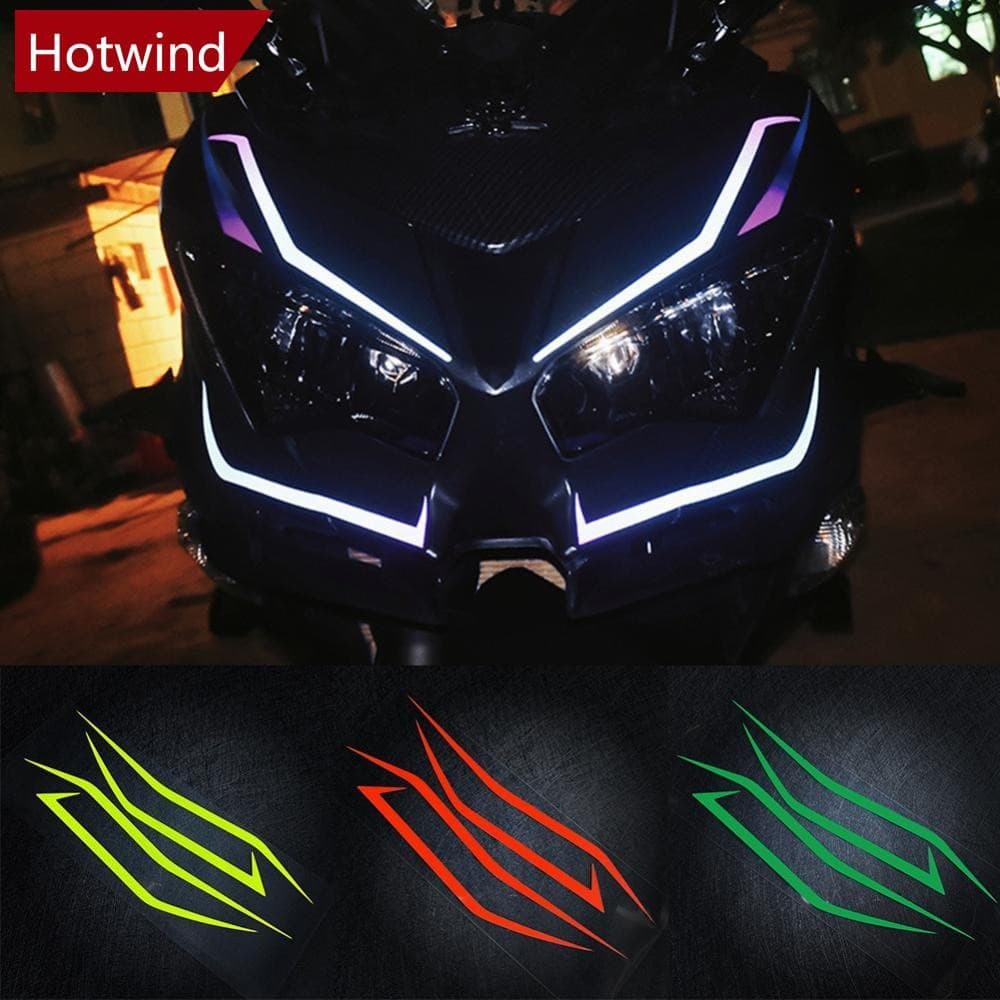 HOTWIND 4 Pçs Motocicleta Frente Cabeça Corpo Tira Estilo Adesivos Reflexivos Puxar Flor Decalque À Prova Dwaterproof Ág