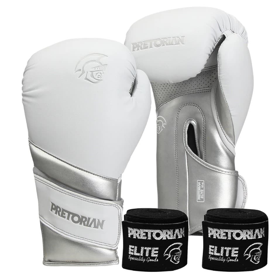 Luva de Boxe e Muay Thai Pretorian Elite com Bandagens Kit Completo Profissional de Treino