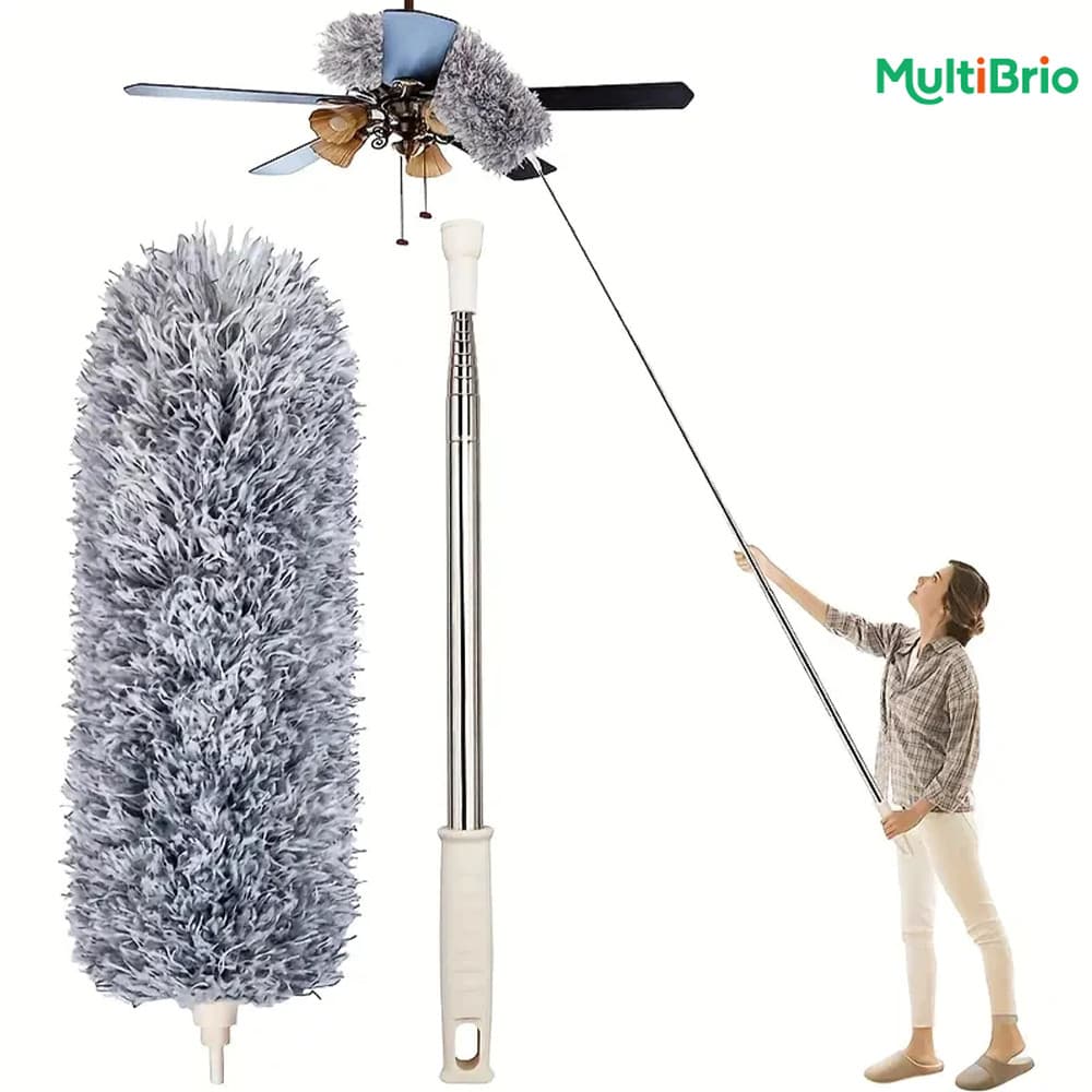 Espanador de Microfibra com Haste Extensível até 280cm – Prático e de Armazenamento Fácil para Limpeza Doméstica