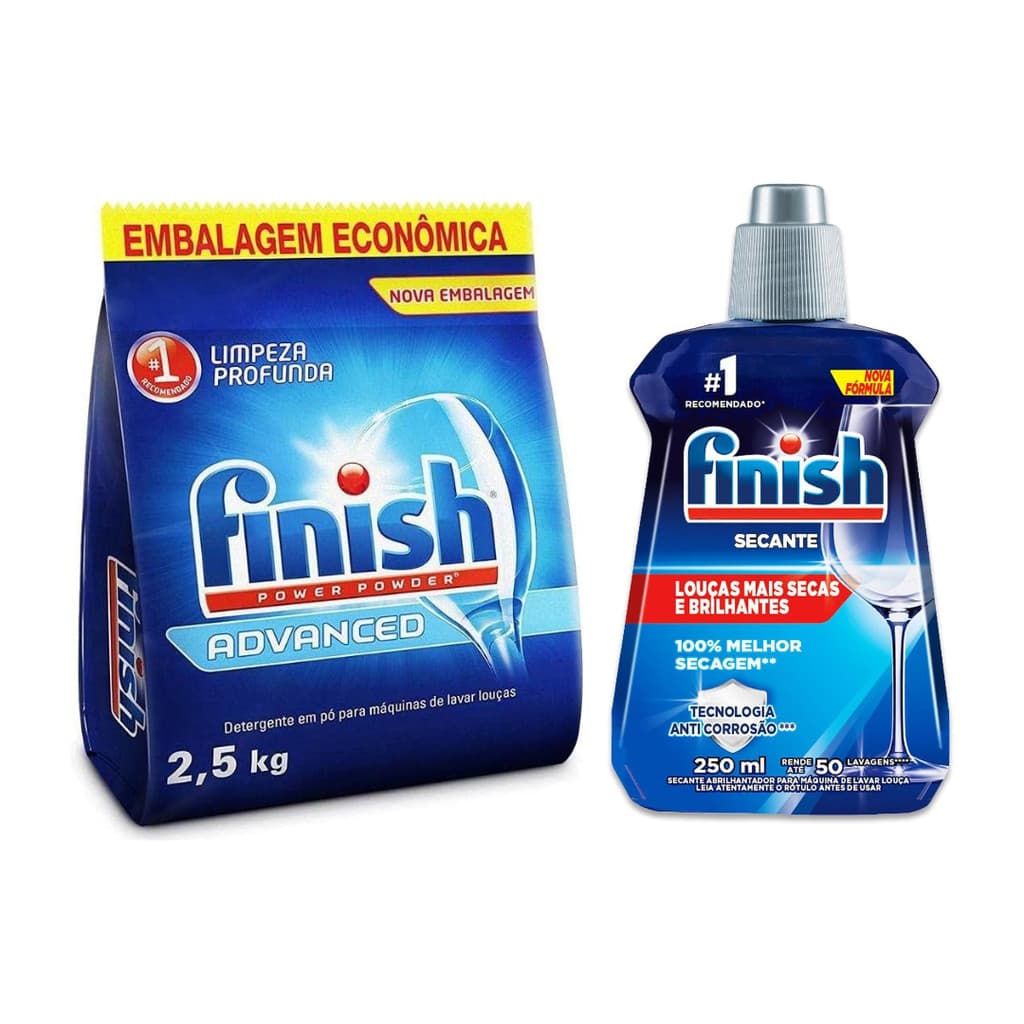 Kit Finish Detergente Em Pó 2,5kg + Secante 250ml para Lava Louças