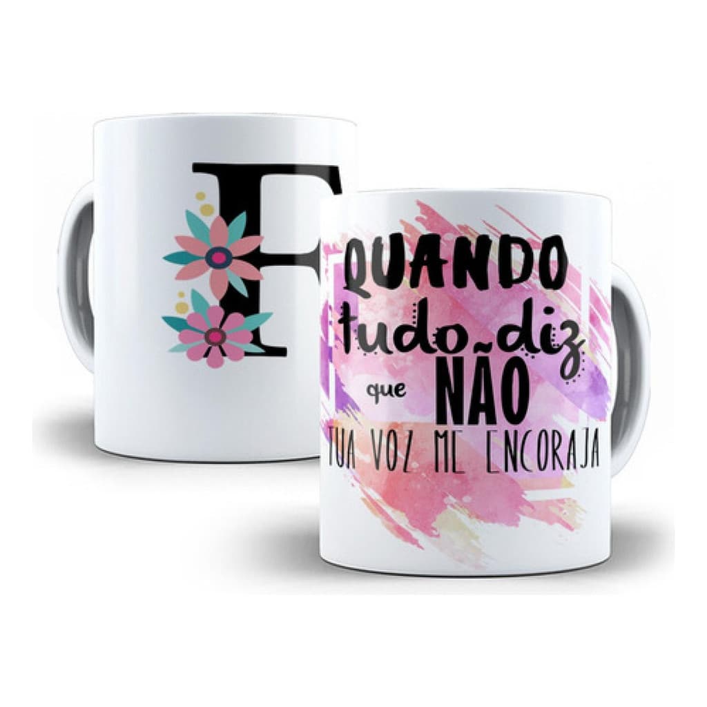 Caneca Alfabeto Floral Letra F