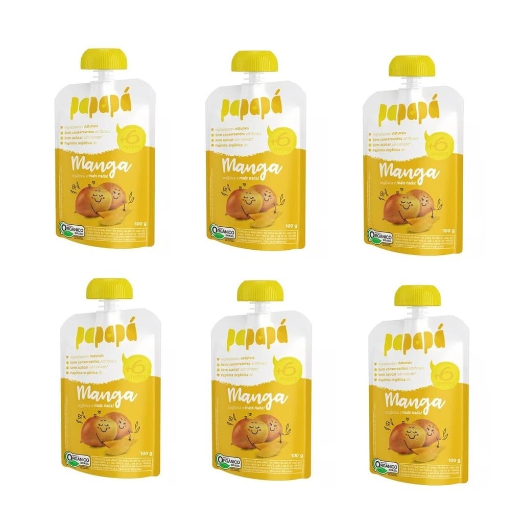 Kit 6 Papinha Org Manga Papapá Squeeze 100g