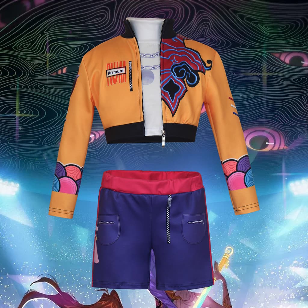 Menina Das Crianças Onda Coreana Grupo K-POP Bruxa Caça Cosplay Traje Rumi Zoey Mira Halloween Impressão Desempenho Conj