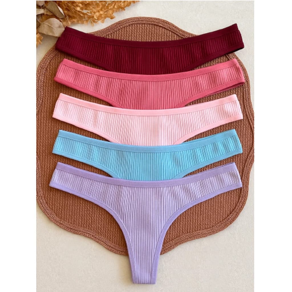 Kit 10 Calcinhas Fio Dental de Algodão Canelado Feminina Conforto e Sensualidade para o Dia a Dia