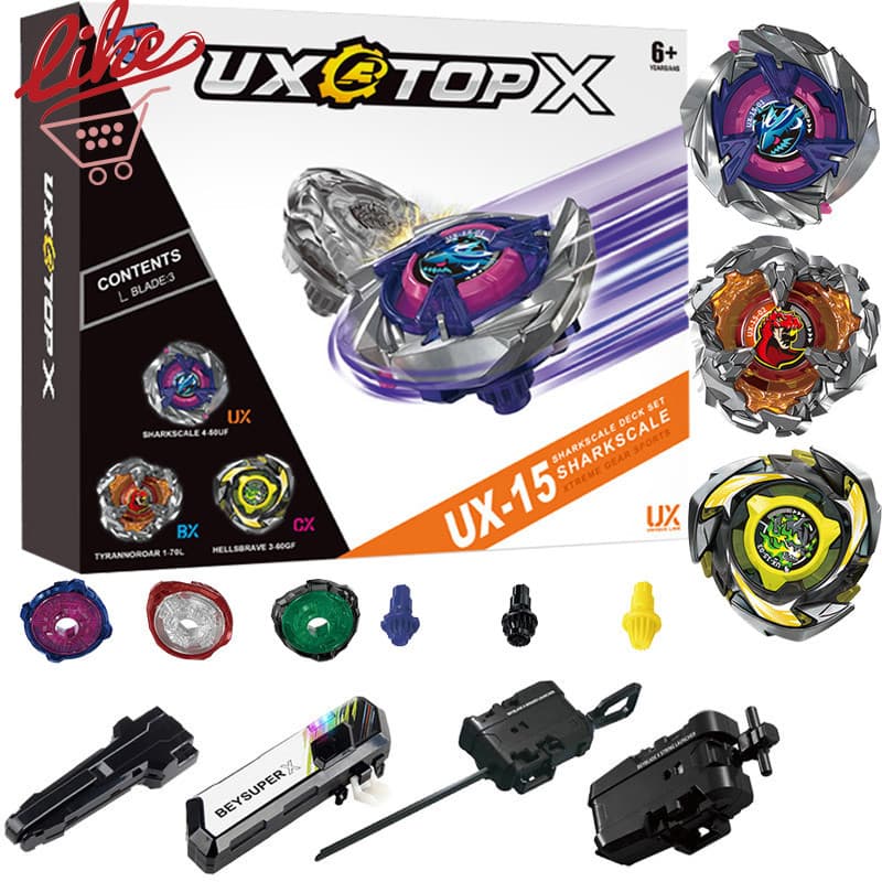 Beyblade X UX-15 Shark Scale Deck Set Conjunto Xtreme Com Lançador Led Grip Para Explosão Criança Brinquedos