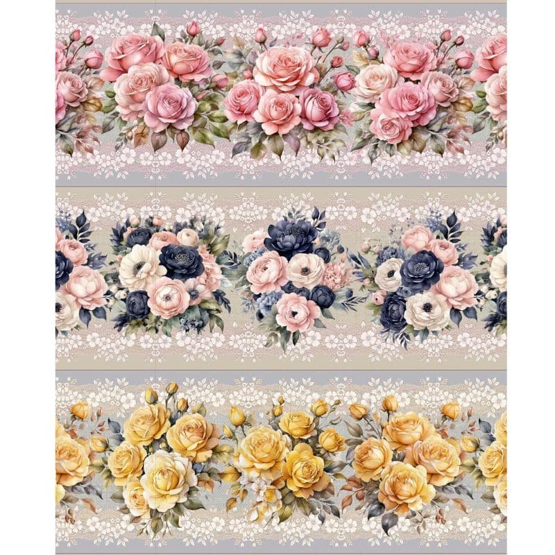 Tricoline Digital Barrado Floral Versalhes 0,80x1,50m