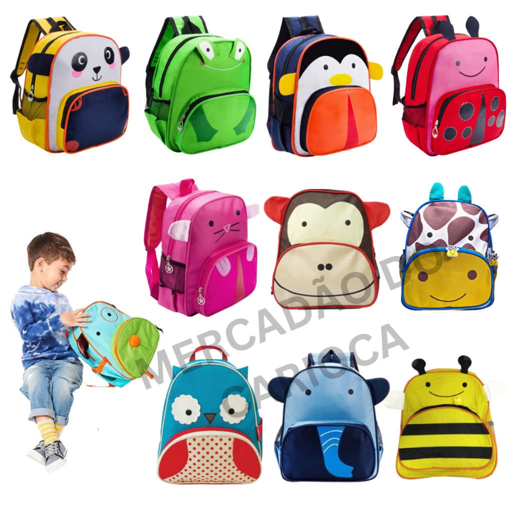 Mochila Infantil Animais Zoo Pets Menino e Menina Escolar Creche Passeio