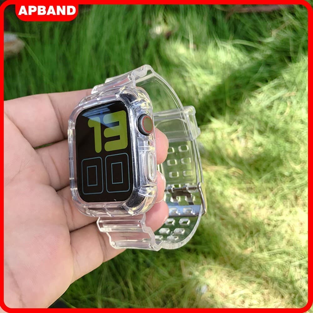 Pulseira De Capinha Capa Case Transparente TPU Para Apple Watch Série 11 10 9 8 7 6 5 SE 3 Iwatch 46 45 41 42 40 44mm