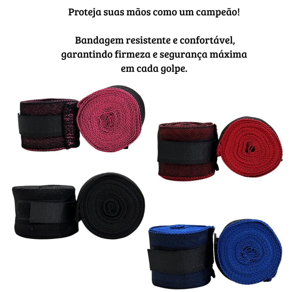 Bandagem Elástica 3 e 5 Metros Muay Thai - Faixa de Boxe - Artes Marciais