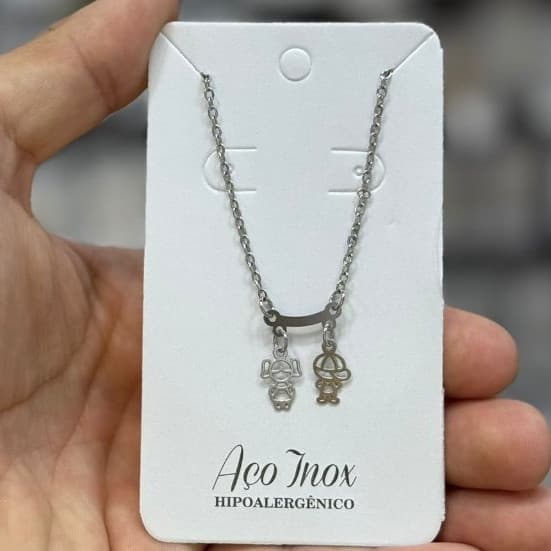 Colar pingente filho filha filhos filhas casal aço inox menino menina