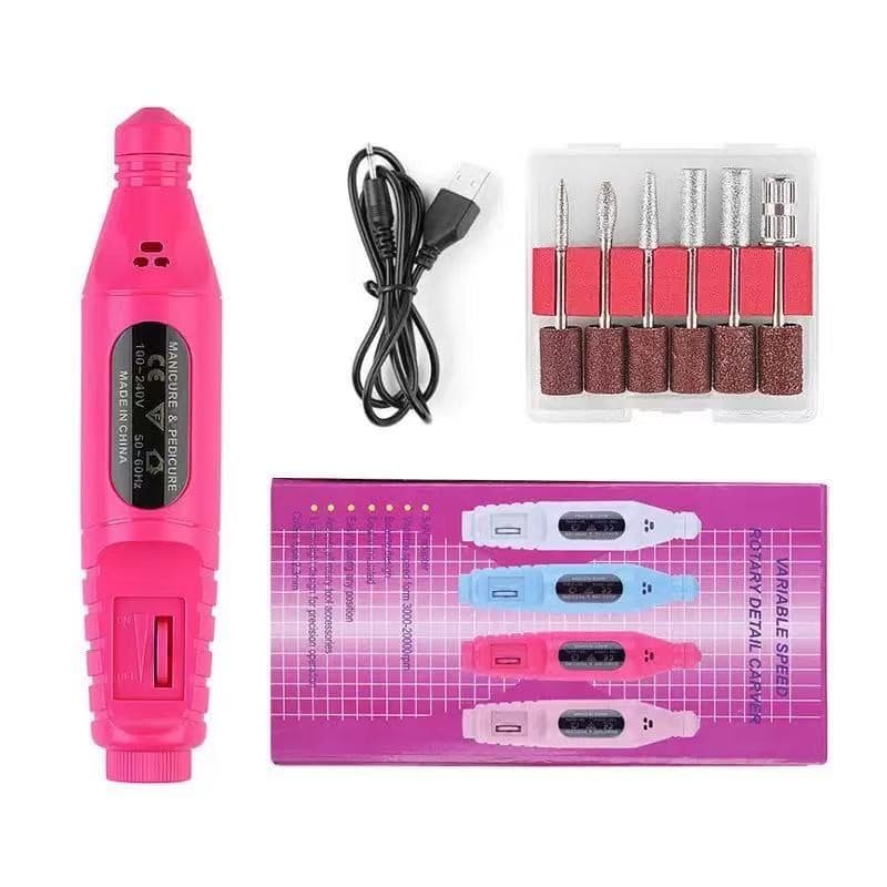 Kit Profissional de Lixadeira de Unhas Elétrica com Broca e Motor Bivolt para Manicure e Pedicure CANAA YL