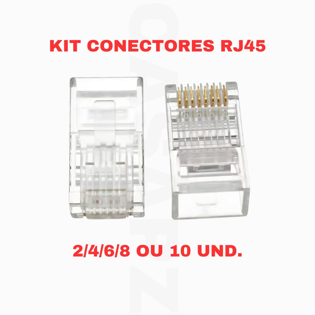 Conectores RJ45 CAT5e Para Cabos De Rede/Internet 2 4 6 8 10 Unidades