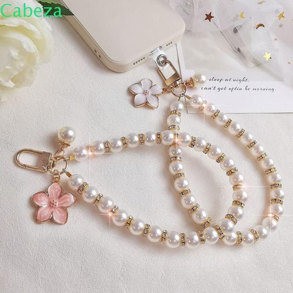 CABEZA1 Cordão Para Celular , Alça De Pérola Anti-Perda Pulseira Com Pingente De Corrente , Curta Telefone