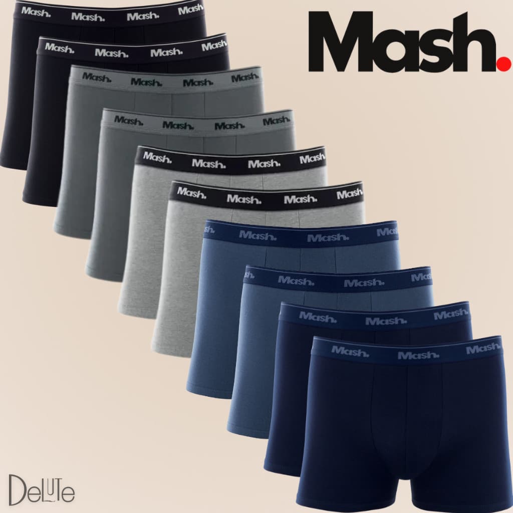 Kit com 10 Cuecas Mash Boxer box Modelo Tradicional em Cotton Algodao Original Masculina