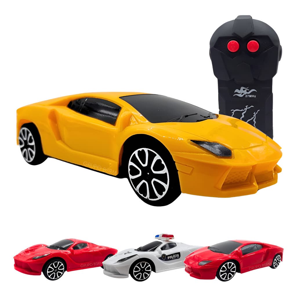 Carrinho De Controle Remoto Carro Corrida Amarelo Veiculo Mi