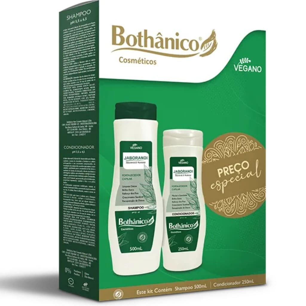 Kit Caixinha Jaborandi Com 1un Shampoo 500ml + 1un Condicionador 250ml Bothânico Cosmético