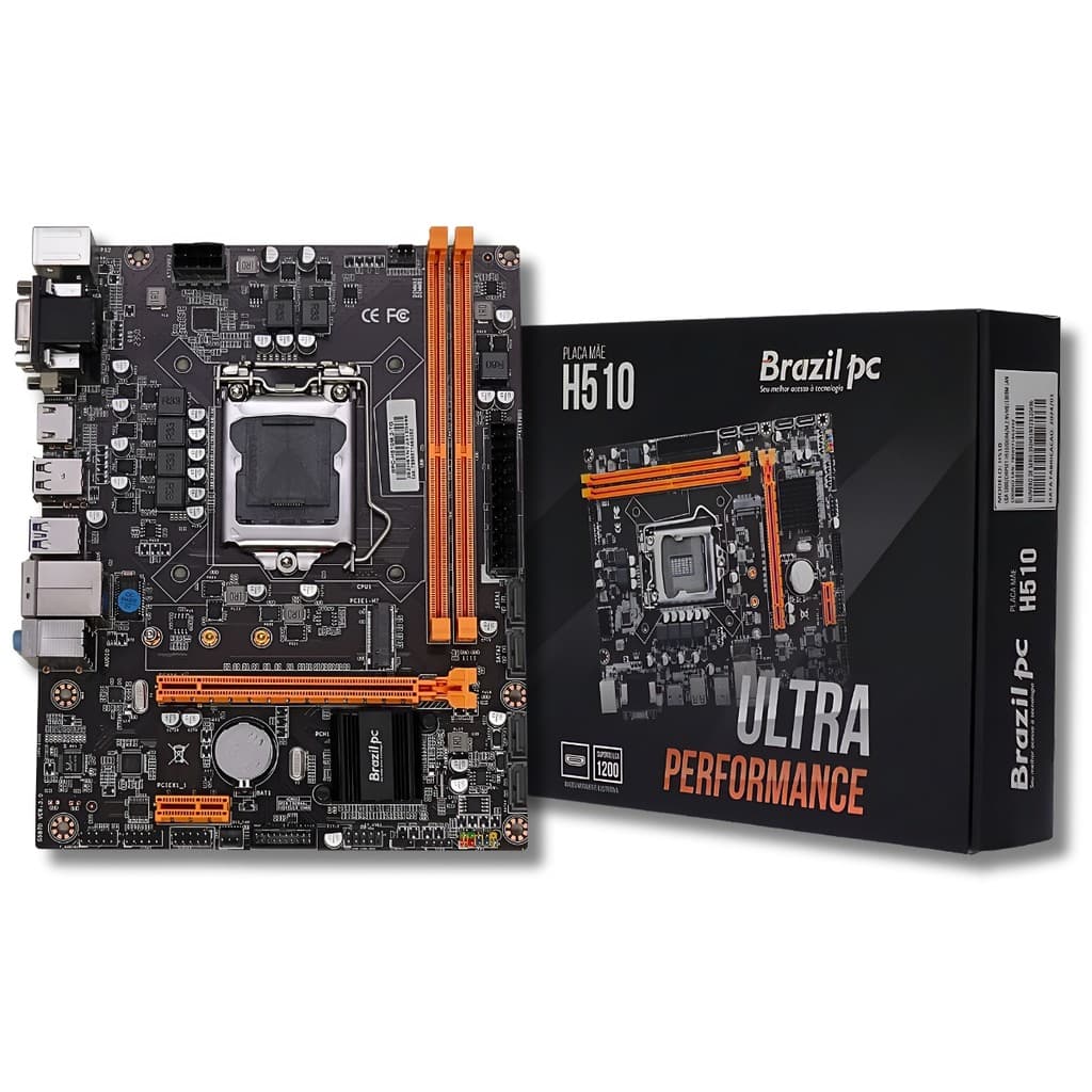 Placa Mãe H510 Brazil PC Intel LGA1200 mATX DDR4 M.2 NVMe Gigalan Preta BPC-H510M.2-TG