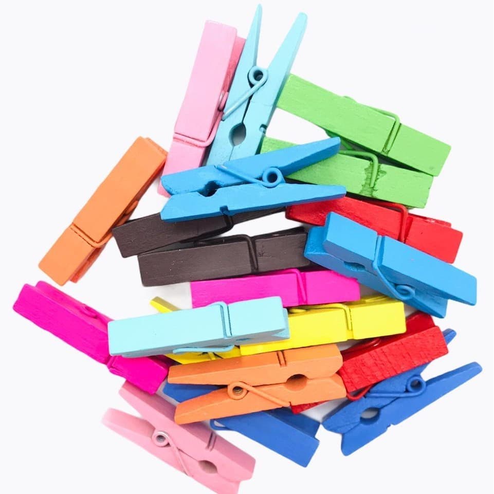 Mini pregador de madeira 3,5 cm colorido prendedor de fotos lembrancinha artesanato 15 - 150 unidades