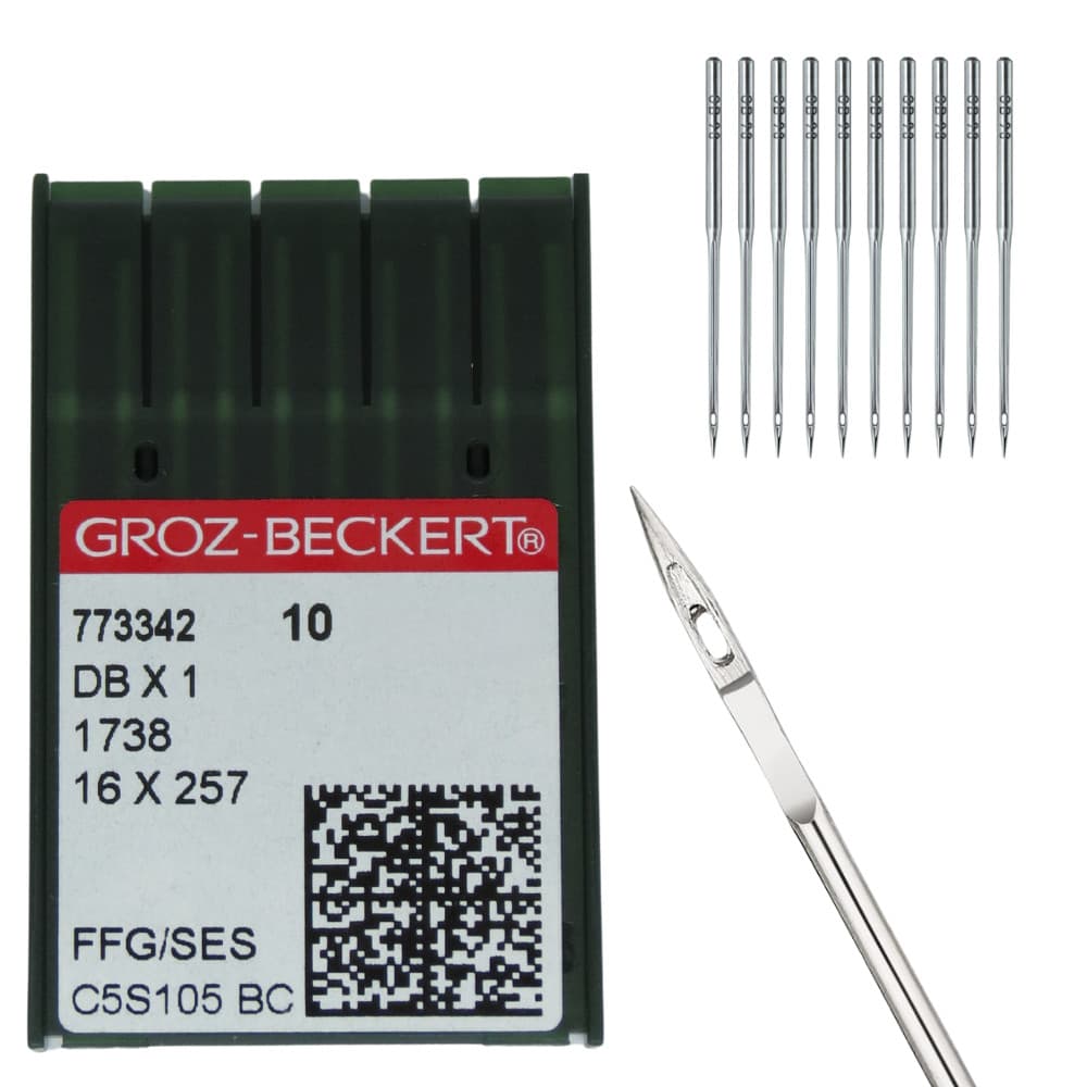Agulha Groz-Beckert DBX1 Reta Cabo Fino Industrial 1738 Caixa 10 Unidades DB1 Pé fino