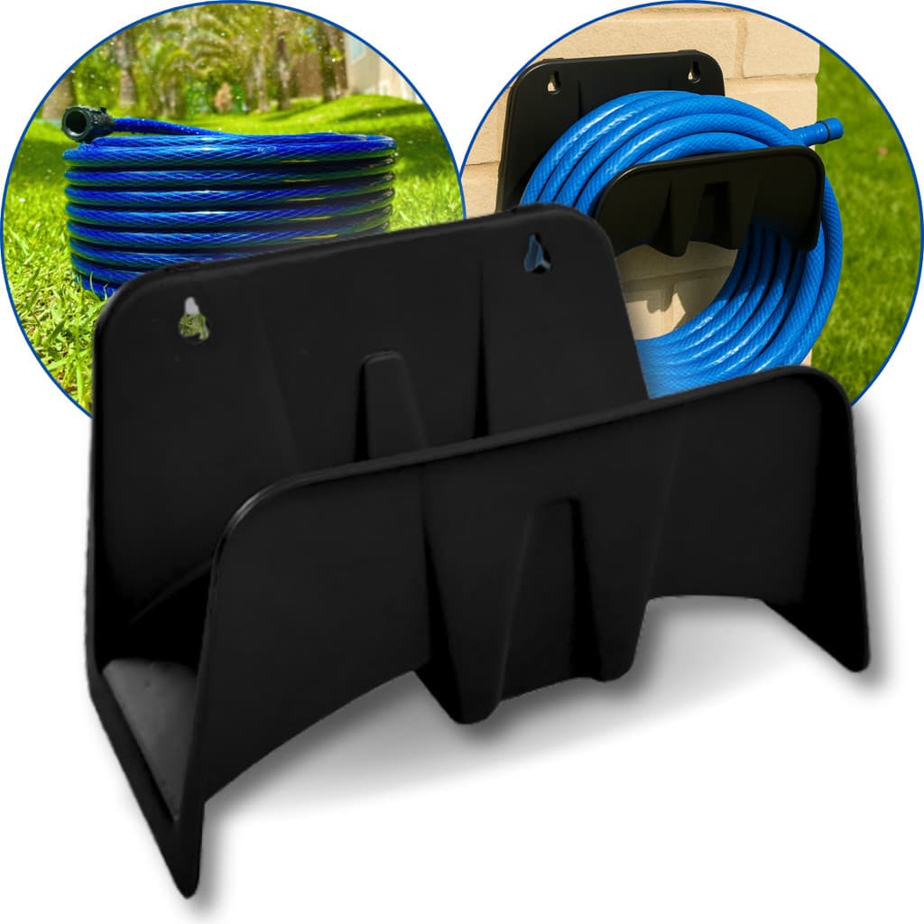 Suporte Preto para Mangueira de Jardim  - Capacidade Até 50 Metros