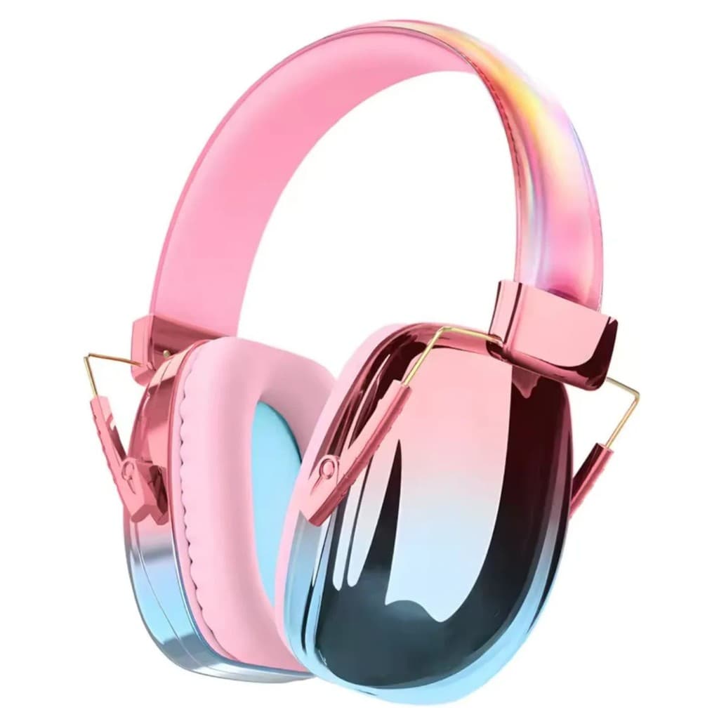Abafador de Ruído Infantil Adulto Fone Auricular Rosa Metálico TEA Ajuste Confortável Proteção Auditiva Sensível