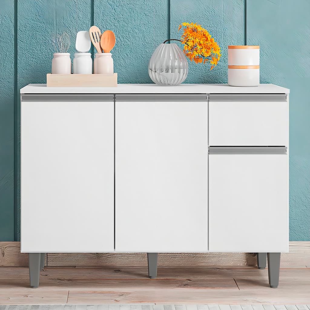 Balcão de Cozinha Gabinete Vanessa 105cm C/ Tampo Ajl Móveis