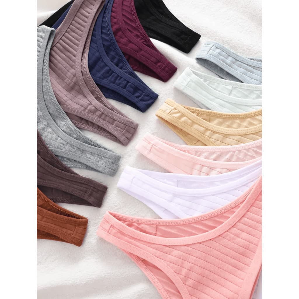 Kit 10 Calcinha Feminina Canelado Fio Dental Forro de Algodão - 930