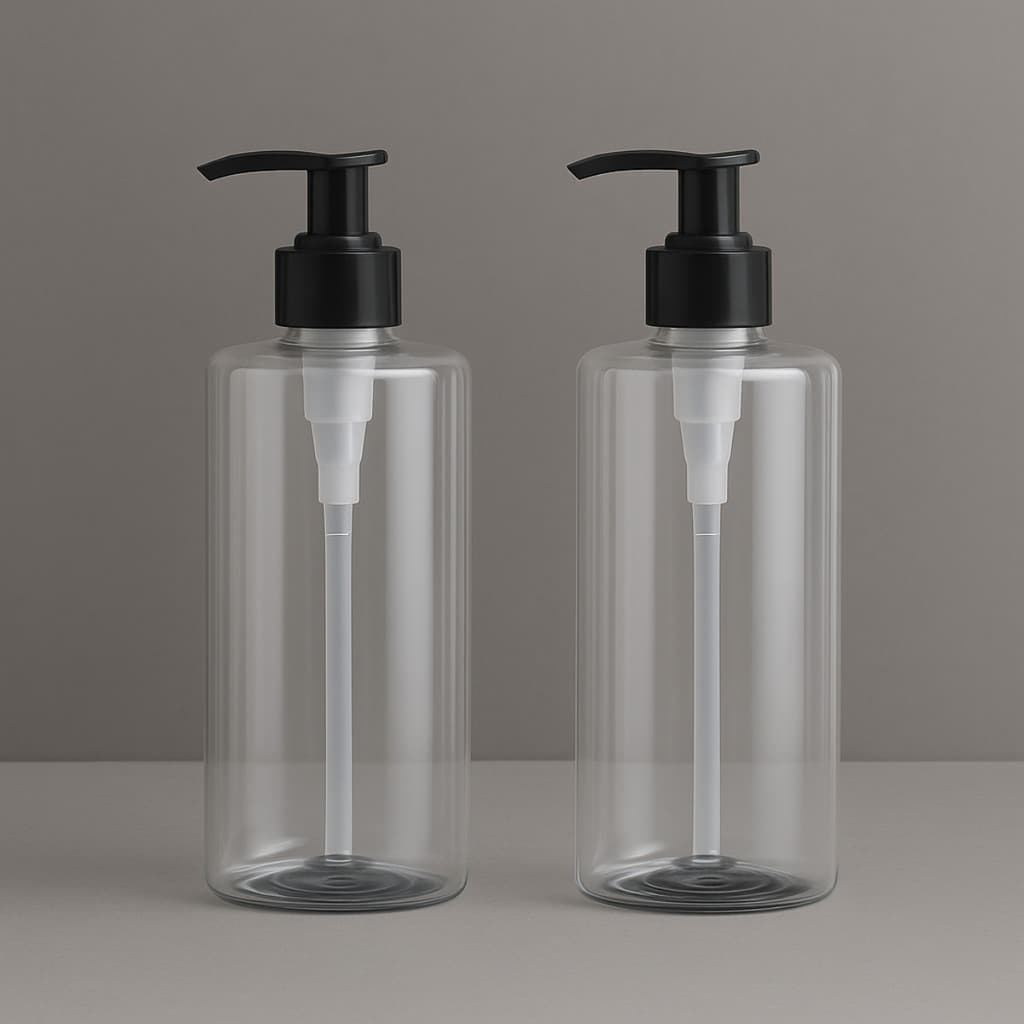 Kit 2 Frascos Pet Para Banheiro 500ml Com Válvula Pump Saboneteira