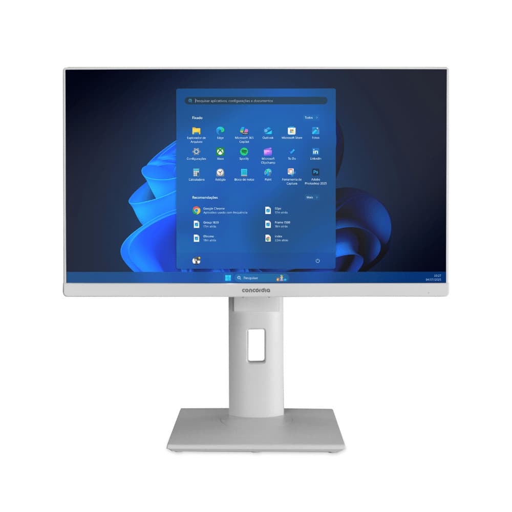 Computador All In One Concórdia Core i5 12400 8GB DDR4 SSD 256GB 23.8'' Full HD Webcam WiFi Wind 11 Pro Branco