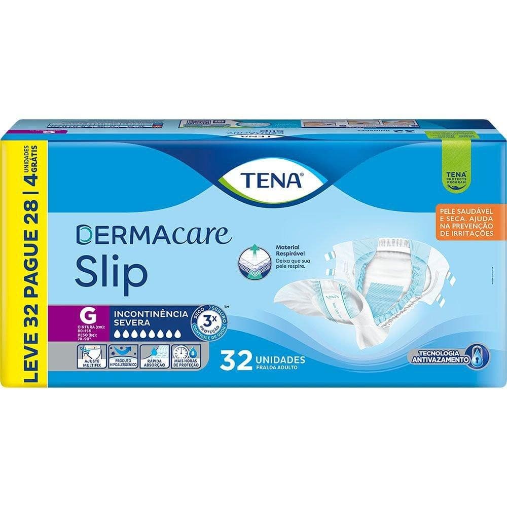 Fralda Geriátrica Tena Slip Dermacare G Leve 32 Pague 28 unidades