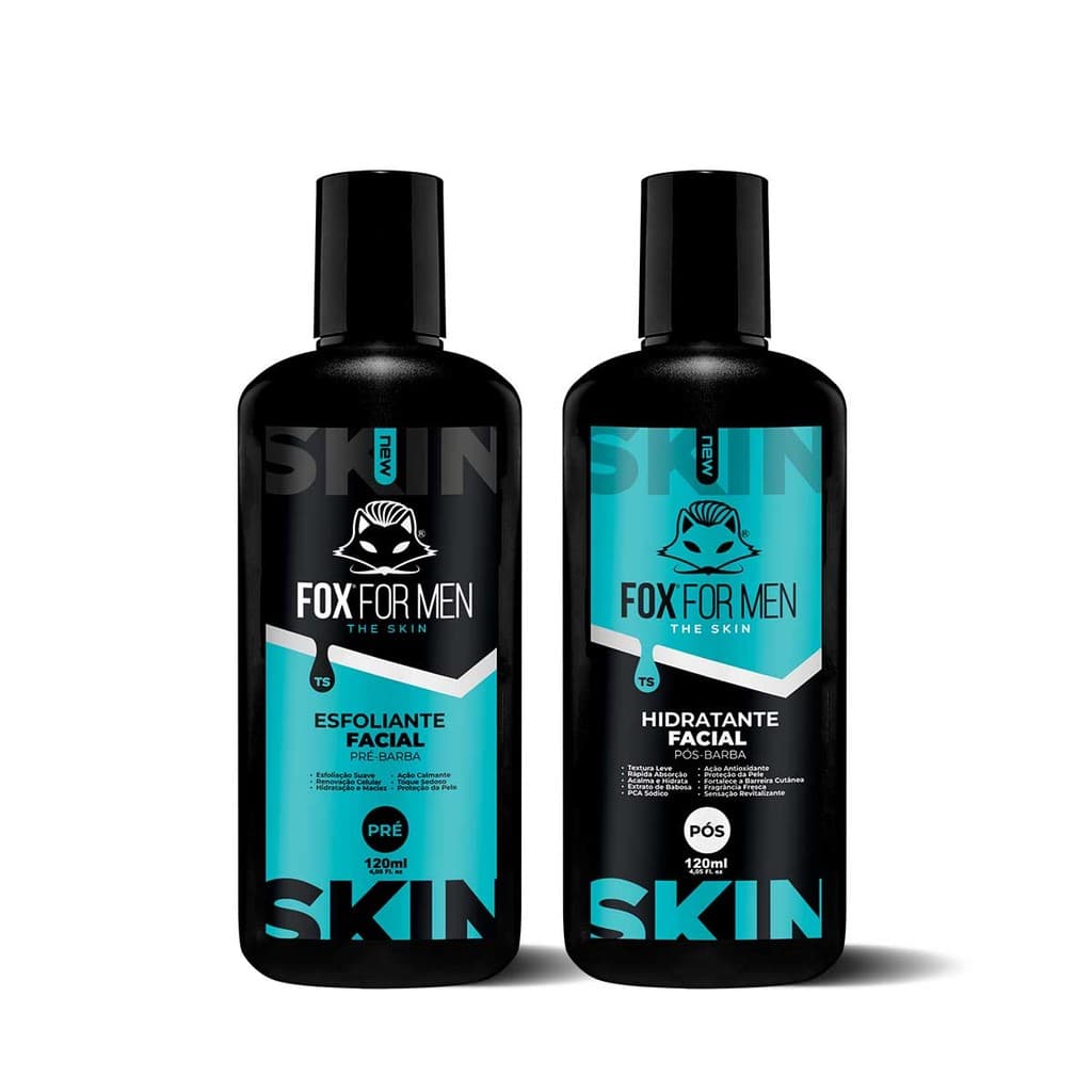 KIT SKIN CARE MASCULINA LIMPEZA E HIDRATAÇÃO FACIAL - FOX FOR MEN
