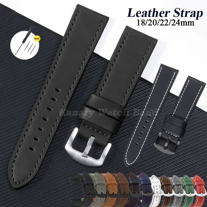 18mm 20mm 22mm 24mm Universal Clássico Couro Genuíno Pulseira De Relógio Vintage Moda Pontos Smartwatch Inteligente Masc