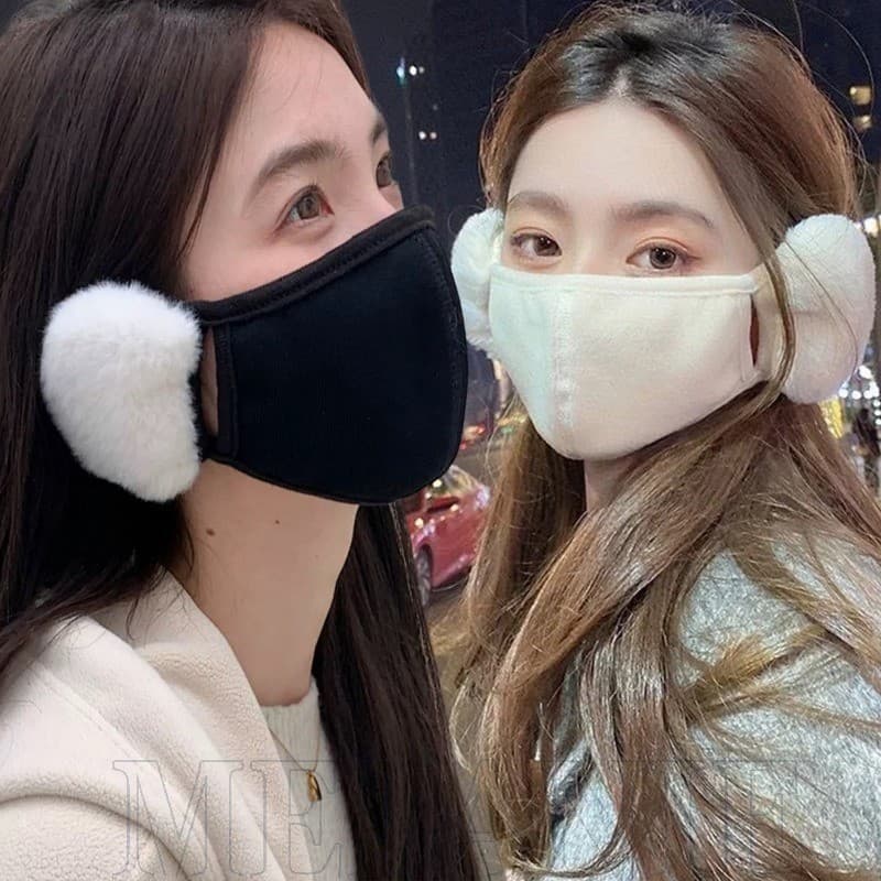 Máscara Facial Quente De Pelúcia De Inverno-Para Mulheres , Homens , Ciclismo , Esqui-À Prova De Vento , Proteção De Ouv