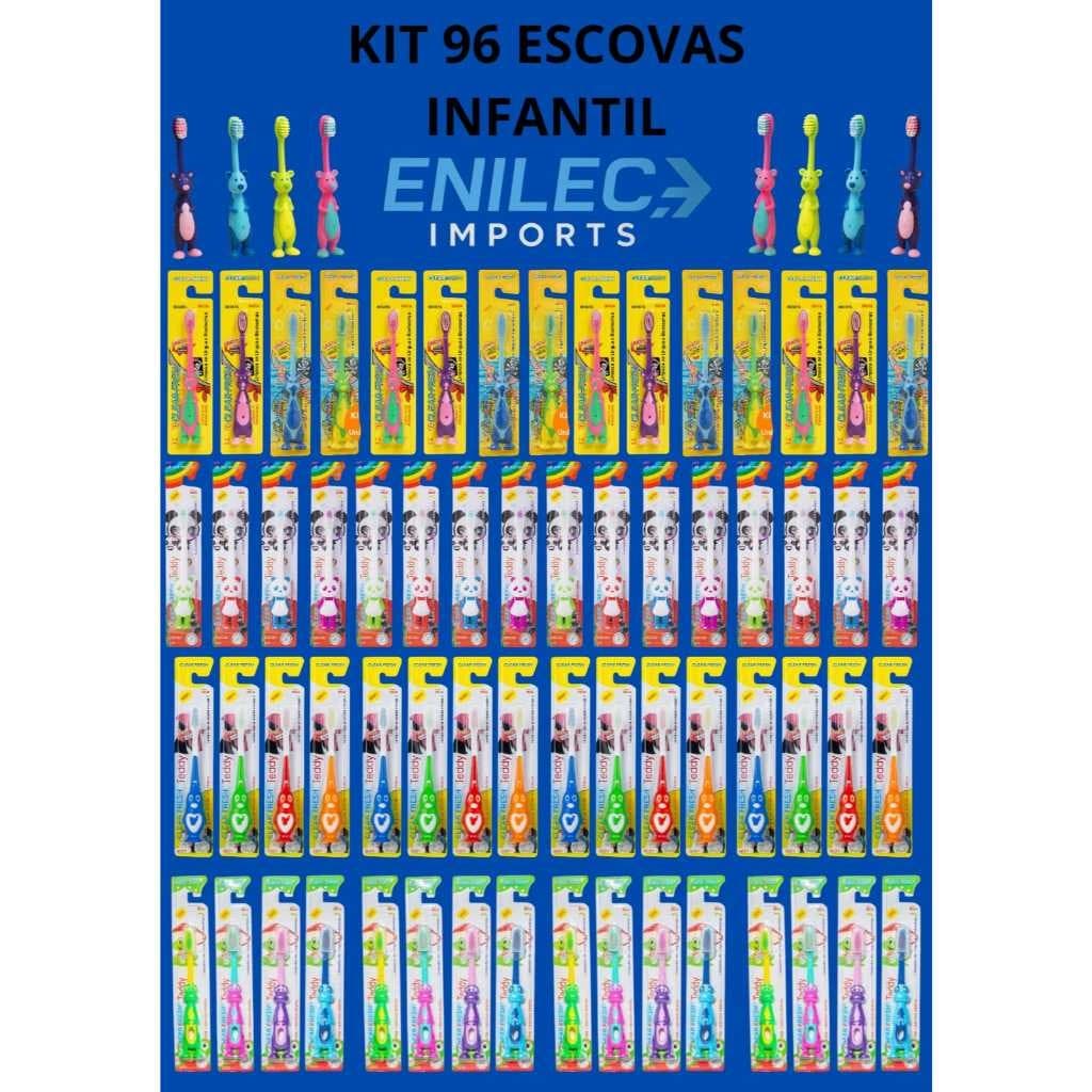 KIT 96 Escova de Dente Infantil Canguru/PANDA/PINGUIM/SAPINHO +5 Anos Macia Com Protetor de Cerdas