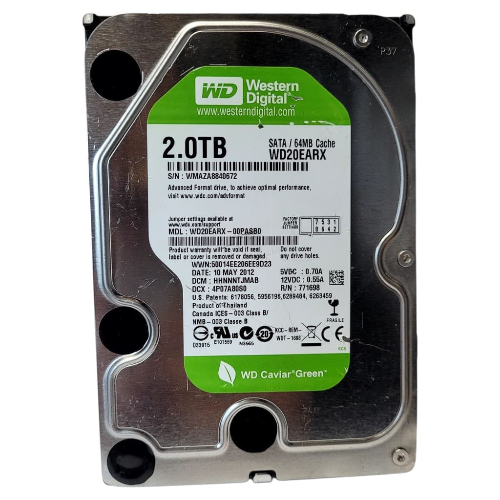 Hd Western Digital 2tb 3.5 Sata 6gb/s 64mb Wd20earx 5400 Rpm
