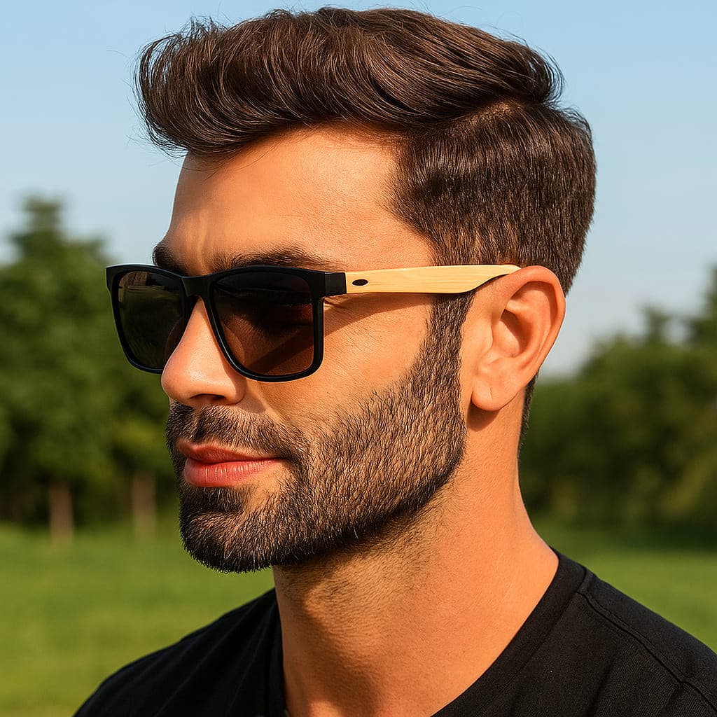 ORIGINAL ÓCULOS DE SOL QUADRADO ESTILO BAMBU MADEIRA  + CASE.