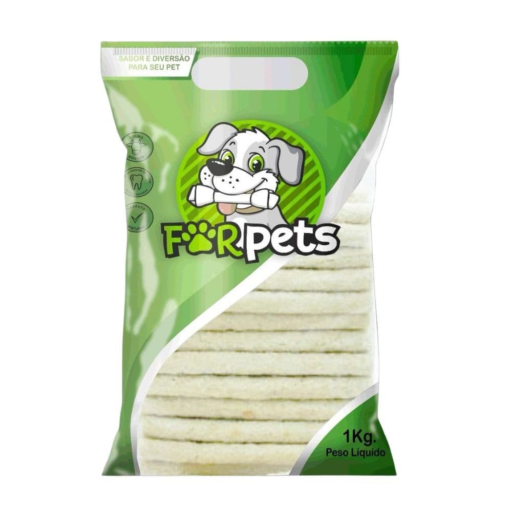 Palito Couro 6MM Natural - 1 Kg - For Pets