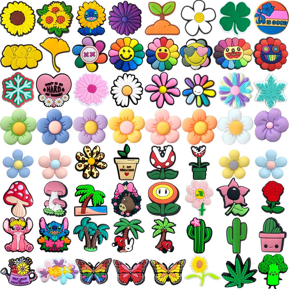 Encantos de Sapatos 67 Estilos de Decorações da Série de Flores Acessórios de PVC com Botão e Pingentes de Sandálias com