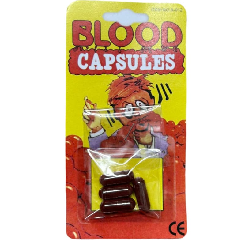 Imitação de Sangue do Vampiro em Cápsulas SANGUE DE MENTIRA  Fantasia Halloween Teatro Terror