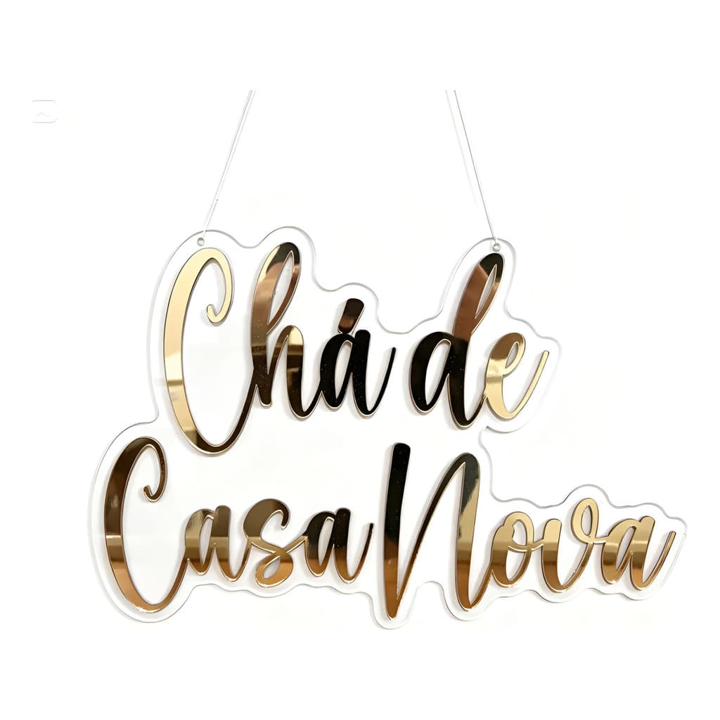 Acrílico Espelhado Dourado Chá De Casa Nova Decoração Festa