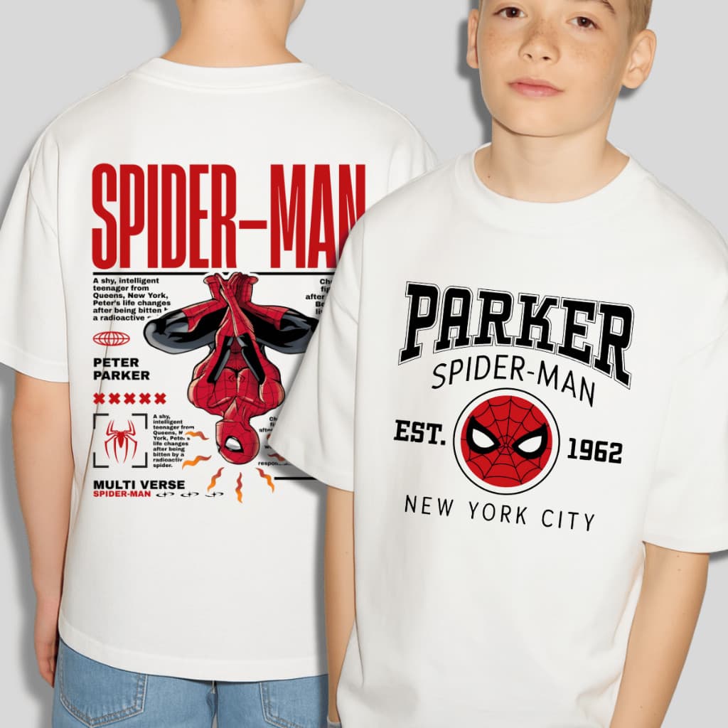 Camisa Aranha Peter Parker Moda Geek Infantil Camiseta Manga Curta Algodão Premium