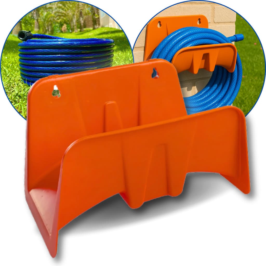 Suporte Laranja para Mangueira de Jardim - Capacidade Até 50 Metros