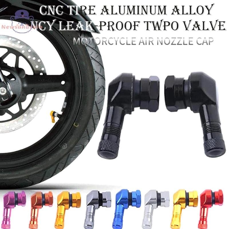 newsandrain 2 Pçs/Set Hastes De Válvula De Motocicleta Aro Ângulo De 90 Graus Liga De Alumínio Roda Pneu Tampas Tubeless